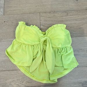 Green Strapless Tie Top